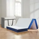 Famanu Gästematratze 120 x 195 x 15 cm - Faltmatratze mit Memory-Schaum, waschbare Hülle, druckentlastend, blau - Blau