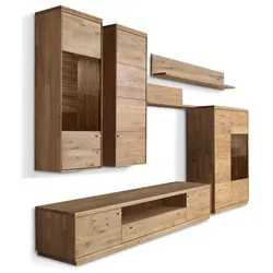 Wohnwand Alexandra 6tlg. Holz Braun Wildeiche