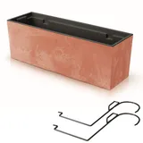 Blumenkübel Blumentopf Rattan Trapez Terrakotta Beton Struktur H 19,5 cm 19 L