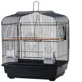 Vogelkäfig aus Metall,Vogelreisekäfig mit Griff,2 Standstangen,2 Futterbehältern und hölzernen Sitzstangen Vogelkäfige für Turteltauben,Nymphensittiche,Kleine Papageien, Kanarienvögel,46 x 36 x 52cm