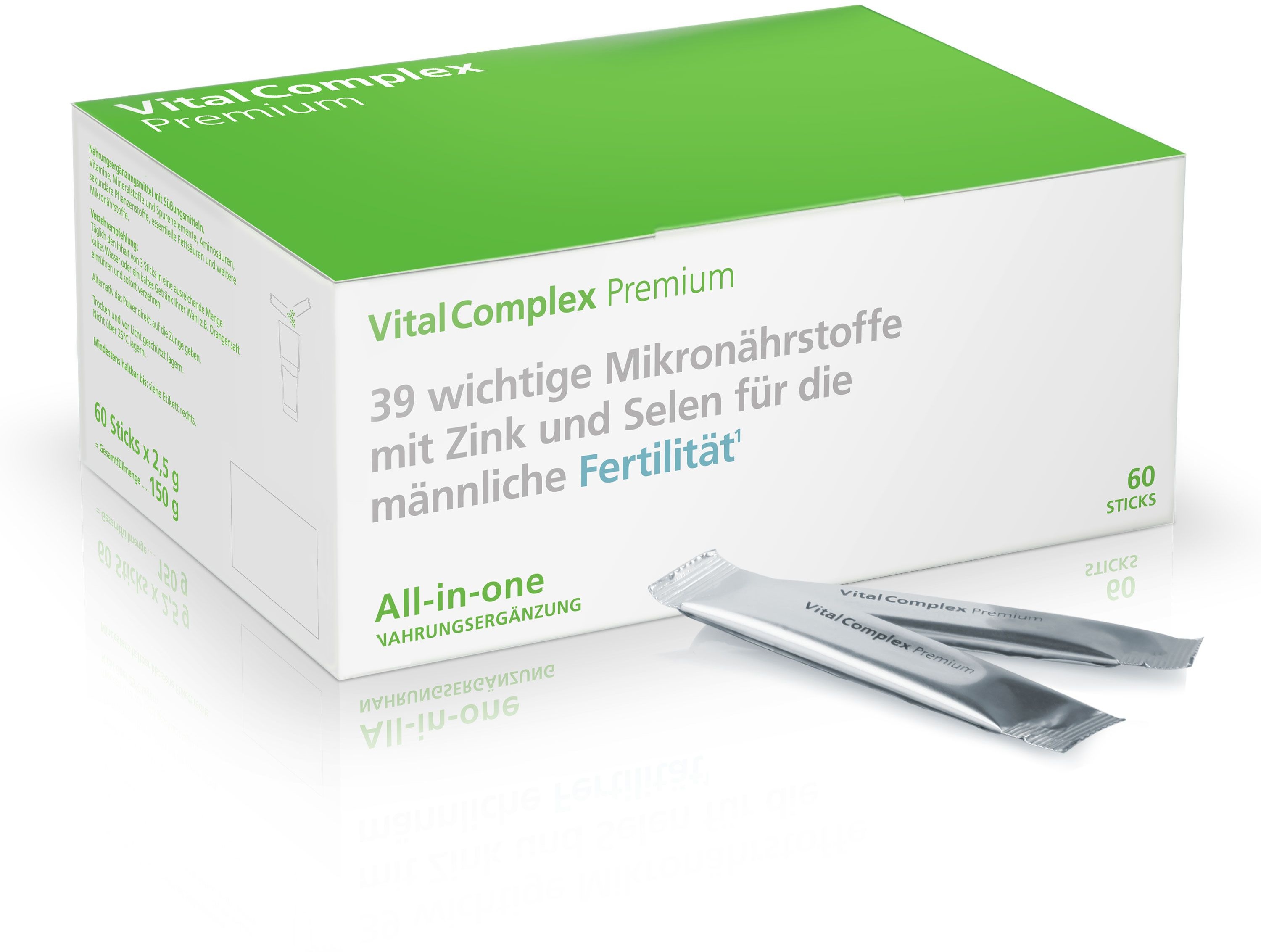 VitalComplex Premium mit Zink & Selen für die männliche Fertilität / bei Kinderwunsch Pulver 60x2,5 GR Männer
