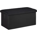 Relaxdays Sitzbank Truhenbank Schwarz 76 x 38 x 38,5 cm