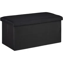 Relaxdays Sitzbank Truhenbank Schwarz 76 x 38 x 38,5 cm