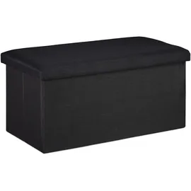 Relaxdays Sitzbank Truhenbank Schwarz 76 x 38 x 38,5 cm