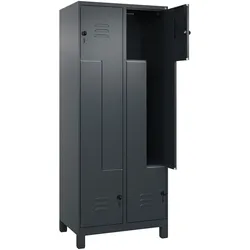 C+P Z-Spind Classic PLUS, Füßen, 4 Abteile, HxBxT 195x80x50cm, Sicherheitsdrehriegel, Anthrazit von PROREGAL
