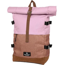 Walker Schulrucksack Roll-Up Two Kunstfaser beige/rosa 30 l