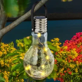GLOBO Solarleuchte Edelstahl Glas Dämmerungssensor spritzwassergeschützt silber