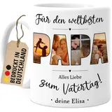 Tassenliebling® Tasse Papa mit Fotos personalisiert - Fototasse mit eigenen Bildern selbst gestalten - Bester Papa, Vater, Dad Geschenk als Vatertagsgeschenk Geburtstag