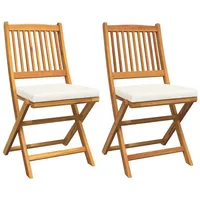 VidaXL Gartenstühle mit Weißen Kissen 2 Stk. Klappbar Akazienholz