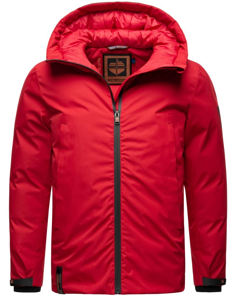 Stone Harbour Moagaa Wasserdichte Herren Winterjacke mit Kapuze Wintermantel Outdoor Parka Chili Red Gr. 46 - S