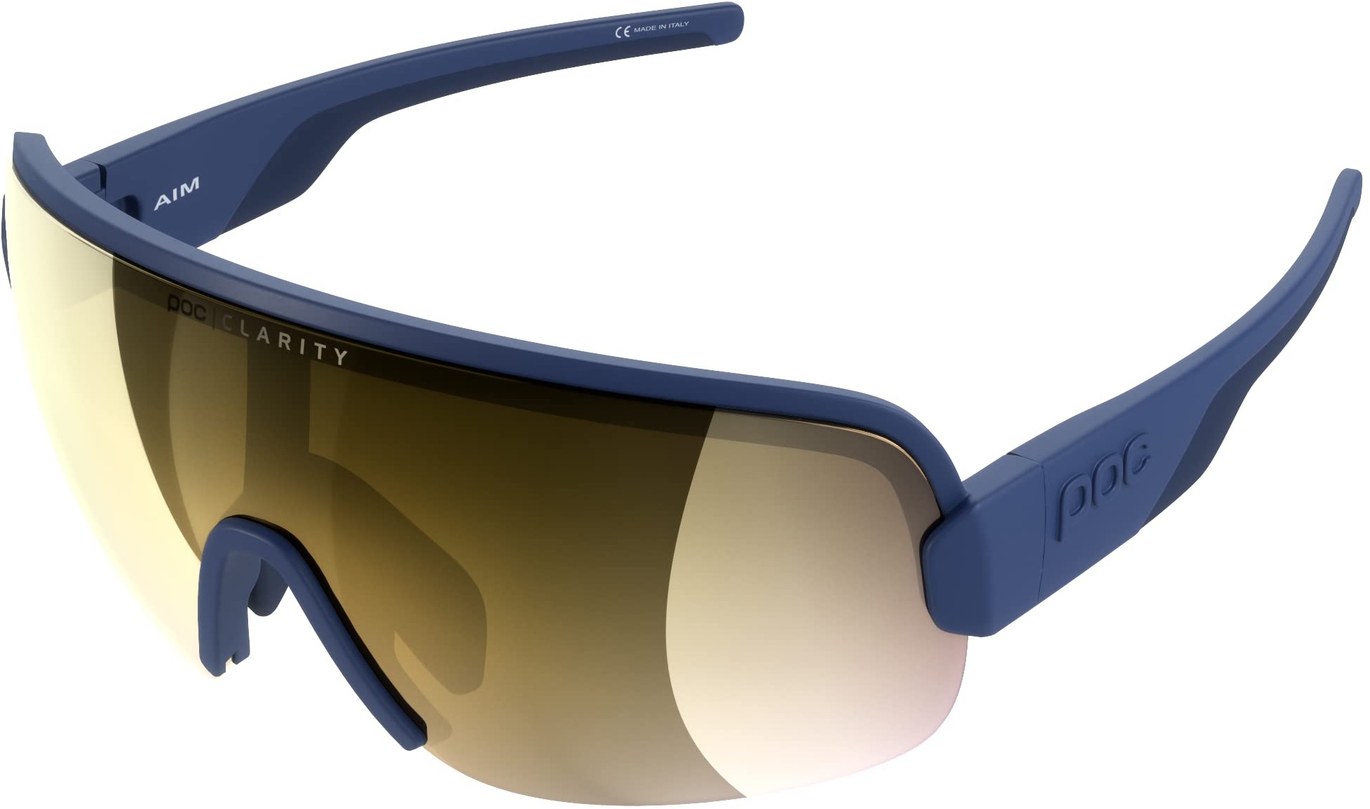 POC AIM Sonnenbrille - Sportbrille mit extra großen Brillenglas für maximales Sichtfeld für Straßen und Off-Road-Touren, Lead Blue