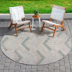 Teppich SANAT "Melissa 8004", grau, H:10mm Ø:200cm, Kunstfaser, Teppiche, Kurzflor, In -und Outdoor geeignet, Wohnzimmer