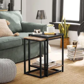 SoBuy 2er Set Beistelltisch Satztisch Couchtisch Stapelbar Sofatisch Kaffeetisch Laptoptisch Pflegetisch Wohnzimmertisch