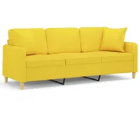 VidaXL 3-Sitzer-Sofa mit Zierkissen Hellgelb 180 cm Stoff