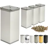 ALUSFERA Möbelfüße Verstellbar – 4er Set – Schrankfüsse mit Elegantes Design – Füße für Möbel 40 x 40 x 60 mm Einfache Montage mit Komplettem Schraubenset