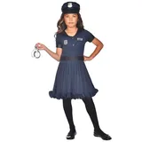 amscan 9911065 Polizei-Kostüm für Kinder Mädchen 8-10 Jahre, Navy