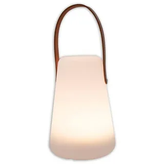 HIT LED-Laterne RANTAN, 13,5 x 20 cm - Braun - Weiß - Kunststoff - Leder - batteriebetrieben