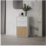 Deine Tante Emma QDRK211-M878 Kommode QUADRO 2 Weiss / Lamela Eiche hell ca. 49 x 96 x 40 cm