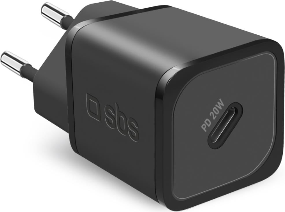 SBS PD Reiselader 20W USB-C GaN schwarz (20 W, Power Delivery), USB Ladegerät, Schwarz