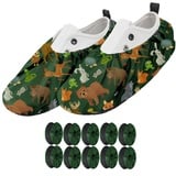 Ferocity 5 Paar Mehrweg Schuhüberzieher EU 31-37 für Kinder Wasserabweisend Überschuhe Rutschfester Waschbarer für Kinder Unisex Jungen Mädchen aus Polyester Bunte Motive Animals x5 [142] - 5 Pairs 31-37 size