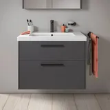 Duravit D-Code Waschtischunterschrank DC46720BD490000, Griff, Diamantschwarz, Graphit Matt, Wandhängend, Schubkästen, 2, 784x555x460 mm