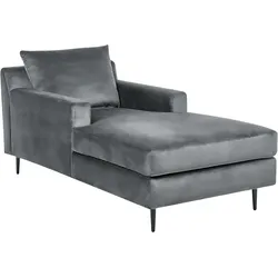 Chaiselongue Samtstoff grau/schwarz GUERET