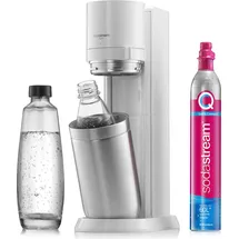 Sodastream Duo weiß + Glaskaraffe + PET-Flasche + Zylinder