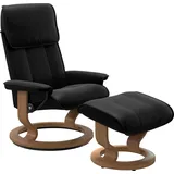 Stressless Relaxsessel STRESSLESS "Admiral", schwarz (schwarz batick), B:87cm H:101cm T:78cm, Leder BATICK: BATICK ist ein leicht korrigiertes, durchgefärbtes und genarbtes Möbelleder, bei dem die meisten Unebenheiten und Spuren in der Regel entfernt wurden.