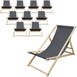 ECD Germany 10er Set Liegestuhl klappbar, Anthrazit