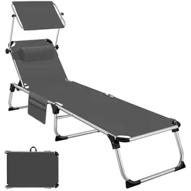 Tectake Aurelie Sonnenliege 218 x 60 x 34 cm Grau