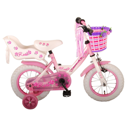 LeNoSa Kinderfahrrad Volare 12 Zoll Pink • Fahrrad für Mädchen • Fahrradkorb • Puppensitz • Alter 3+