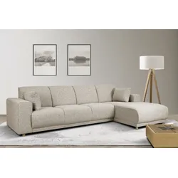 Ecksofa HOME AFFAIRE "LEMPS wahlweise Recamiere links oder rechts L-Form", beige (creme), B:297cm H:85cm T:162cm, 100% Polyester, Sofas, incl. Zierkissen, Stellmaße 297x162 cm