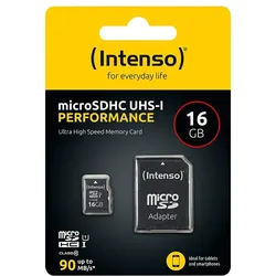 Intenso microSDHC Card 16GB, Performance, Class 10, U1