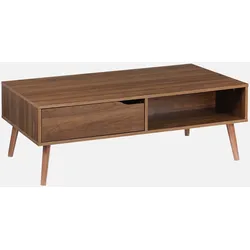 Vintage Couchtisch Nussbaumdekor 1 Schublade 2 Nischen - Nepal