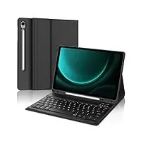 FOGARI Tastatur für Samsung Galaxy Tab S9 – Tastatur Samsung Galaxy Tab S9 FE 10,9 Zoll, AZERTY Französische Tastatur, magnetische Bluetooth-Tastatur, kabellos, Schutzhülle mit Stifthalter für Samsung