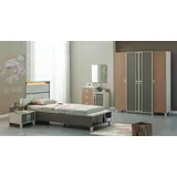 aea Komplette Kindermöbel Kinderbett Bett Holz Set 5tlg Kinderzimmer, Grau