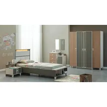 aea Komplette Kindermöbel Kinderbett Bett Holz Set 5tlg Kinderzimmer, Grau