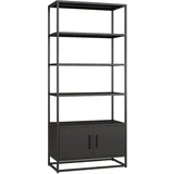 [en.casa] Bücherregal Hailuoto 80 x 40 x 180 cm Schwarz