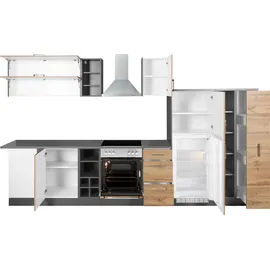 kochstation Winkelküche L-Form 210 x 360 cm grau