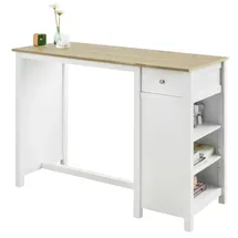 SoBuy Bartisch 120 x 90 x 55 cm Weiß/Natur