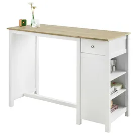 SoBuy Bartisch 120 x 90 x 55 cm Weiß/Natur