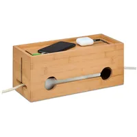 Relaxdays Kabelbox 14 x 34,5 x 14 cm 1-tlg. braun