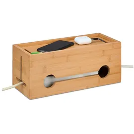 Relaxdays Kabelbox 14 x 34,5 x 14 cm 1-tlg. braun