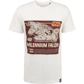 Recovered T-Shirt RECOVERED "Star Wars Millennium", Herren, Gr. M, weiß, 100% Baumwolle, bedruckt, normal, Rundhals, Shirts T-Shirt, mit coolem Print