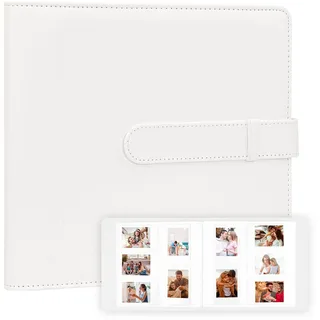 360 Pockets Photo Album for Fujifilm Instax Mini Camera, Photo Album for Polaroid, Leather Cover, Photo Album for Instax Mini 12 11 9 40 90 8 7 Evo LiPlay Instant Camera, 2x3 Photo Album,White