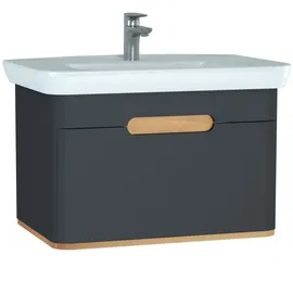 Vitra Sento Set 78 cm, Anthrazit Matt, Dekor, Überlaufloch, Hahnloch mittig