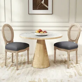 Homcom Küchenstuhl Rattan grau 2er Set