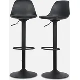 sweeek - 2er Set verstellbare Barhocker mit Sitzbezug aus Kunstleder - Schwarz - Schwarz