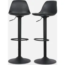 sweeek - 2er Set verstellbare Barhocker mit Sitzbezug aus Kunstleder - Schwarz - Schwarz
