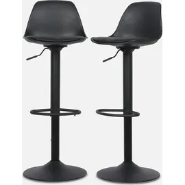 sweeek - 2er Set verstellbare Barhocker mit Sitzbezug aus Kunstleder - Schwarz - Schwarz